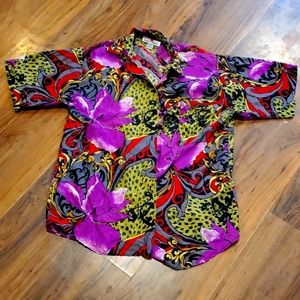 Stunt Miami vice 1980 silk shirt sz small purple exotic vintage